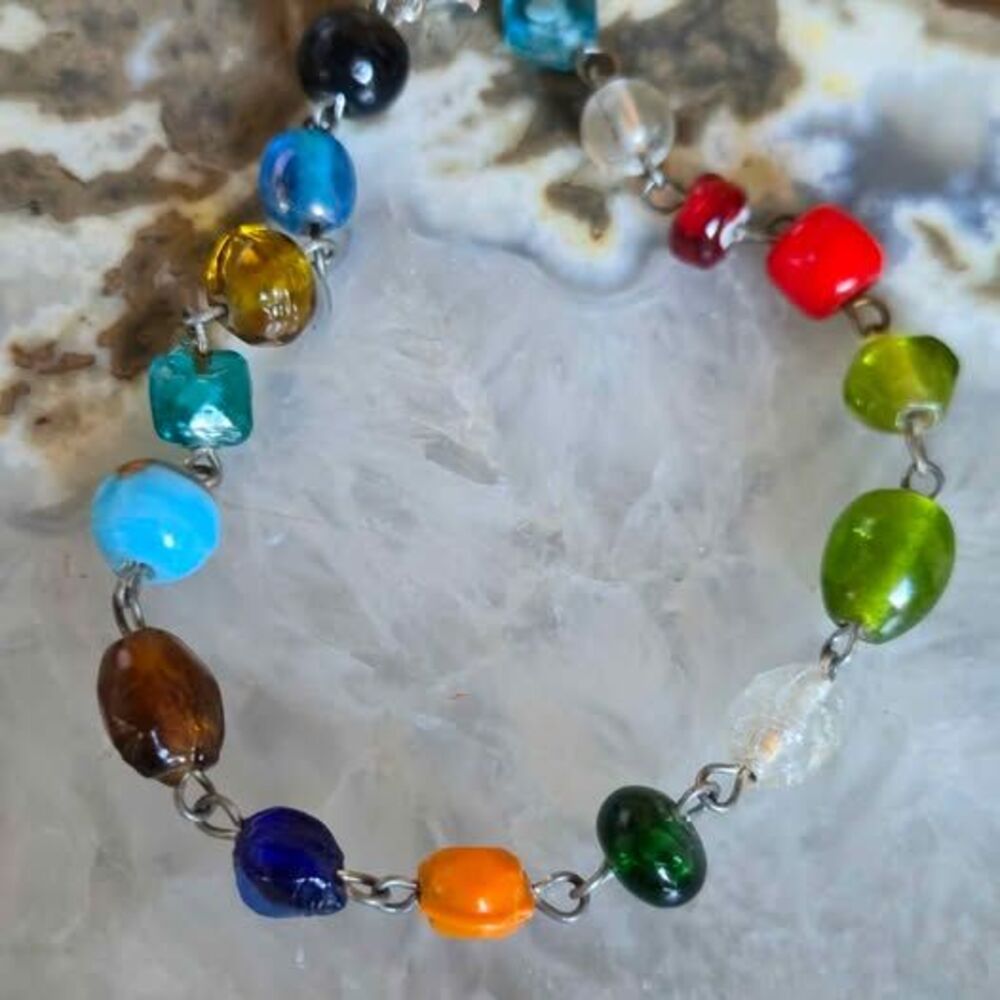 Rainbow Mixed Bead Bracelet | Colorful Boho Bracelet | New & Repurposed Beads